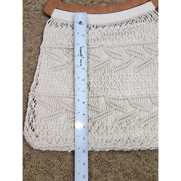 Vintage Macrame Crochet Hand Bag with Wooden Handle Cream Beachy Boho Lined - Picture 3 of 12